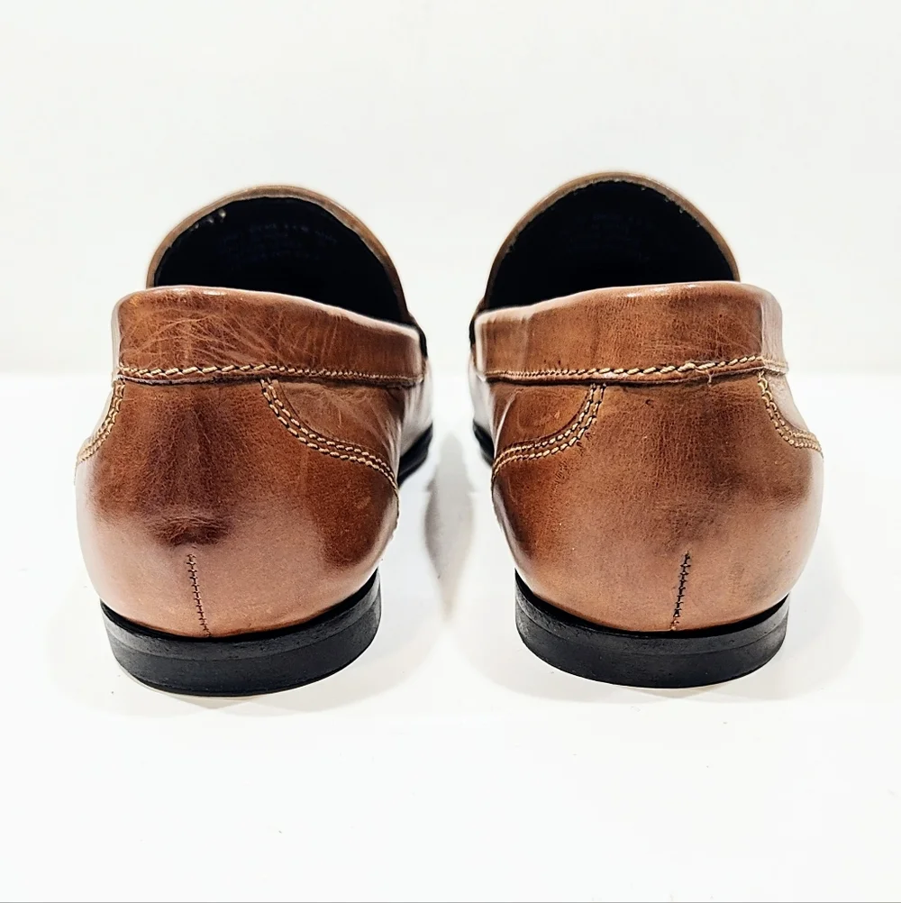 Bostonian Penny Loafers Men’s 8.5M Tan Brown Leather Slip-On Dress Casual Shoes